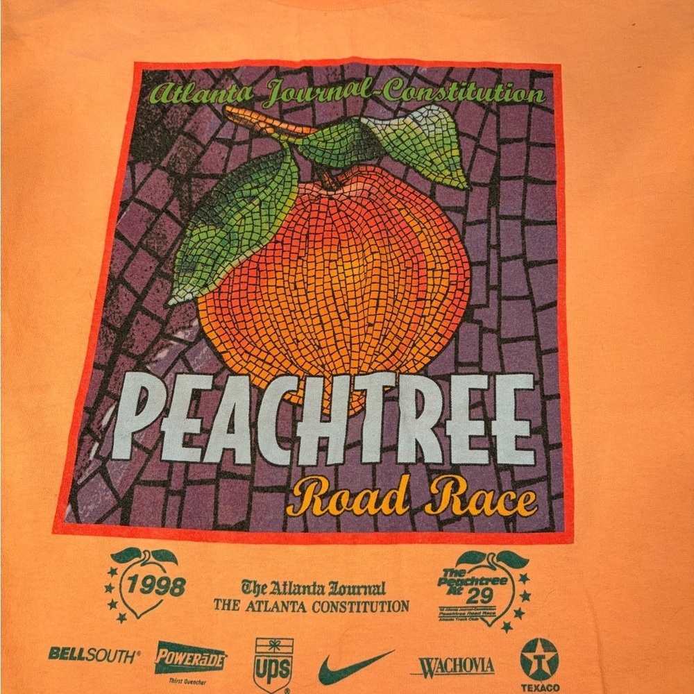 Vintage 1998 Atlanta Peachtree Road Race Orange T-Shirt - Picture 3 of 11